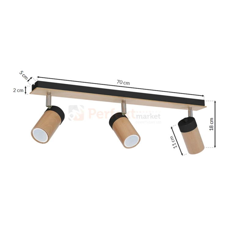 Lampa sufitowa spot drewniany BARON BLACK 3xGU10 MLP9015 wymiary perfektmarket.webp
