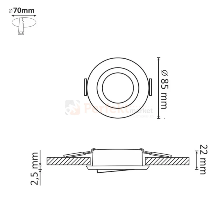 Oprawa halogenowa okrągła ruchoma East Opal GU10 wymiary perfekt market.webp