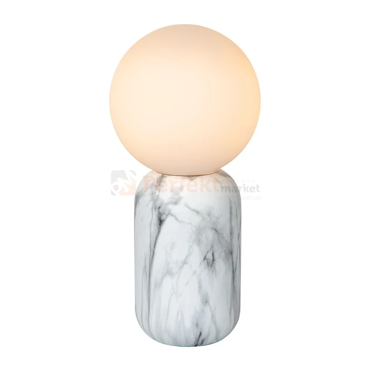 lampa stołoa kula biała marmur imitacja lucide MARBOL perfektmarket.webp