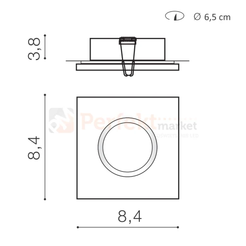 oprawa sufitowa halogenowa IP65 czarna IKA SQUARE BLACK AZ4230 wymiary perfektmarket.webp