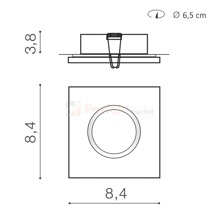 oprawa sufitowa halogenowa IP65 czarna IKA SQUARE BLACK AZ4230 wymiary perfektmarket.webp