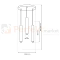 Lampa wisząca czarne tuby HUDSON BLACK 3xGU10 MLP8793 wymiary perfektmarket.webp