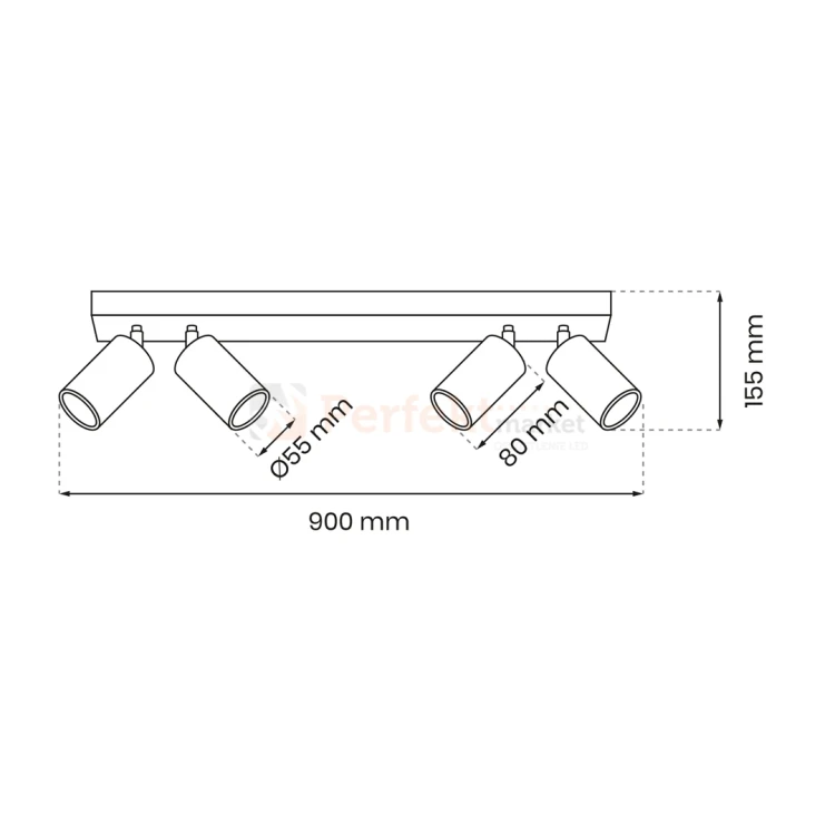 Lampa sufitowa spot regulowany biały HUDSON WHITE 4xGU10 MLP8804 wymiary perfektmarket.webp