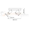 Lampa sufitowa spot regulowany czarny HUDSON BLACK 2xGU10 MLP8795 wymiary perfektmarket.webp