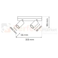 Lampa sufitowa spot regulowany czarny HUDSON BLACK 2xGU10 MLP8795 wymiary perfektmarket.webp