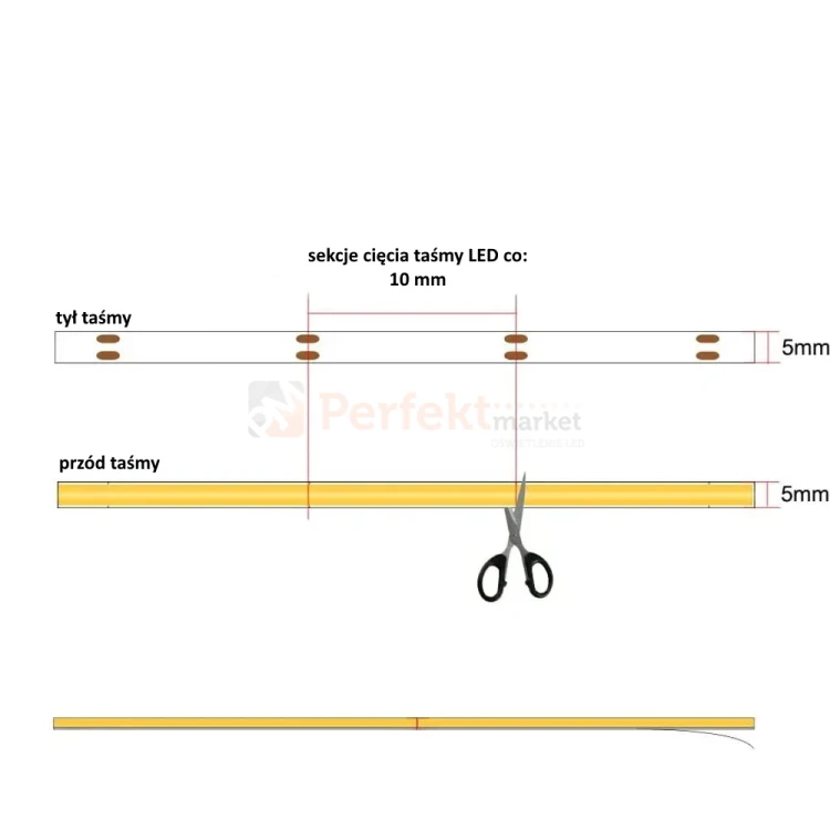 taśmy LED COB 5mm ultra slim 12V 400 LED wymiary perfektmarket.webp