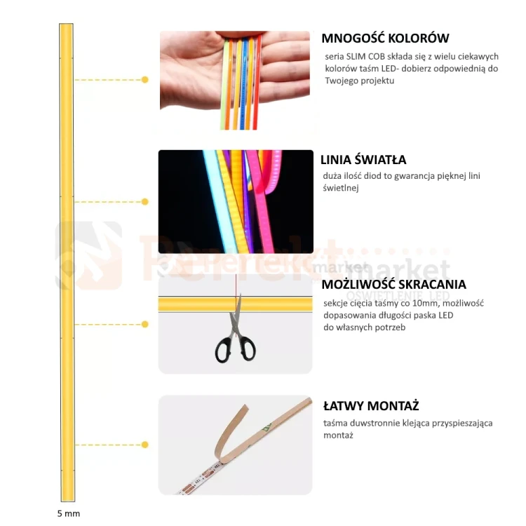 taśmy COB SLIM 5mm perfektmarket zalety sklep z oświetleniem LED olsztyn.webp