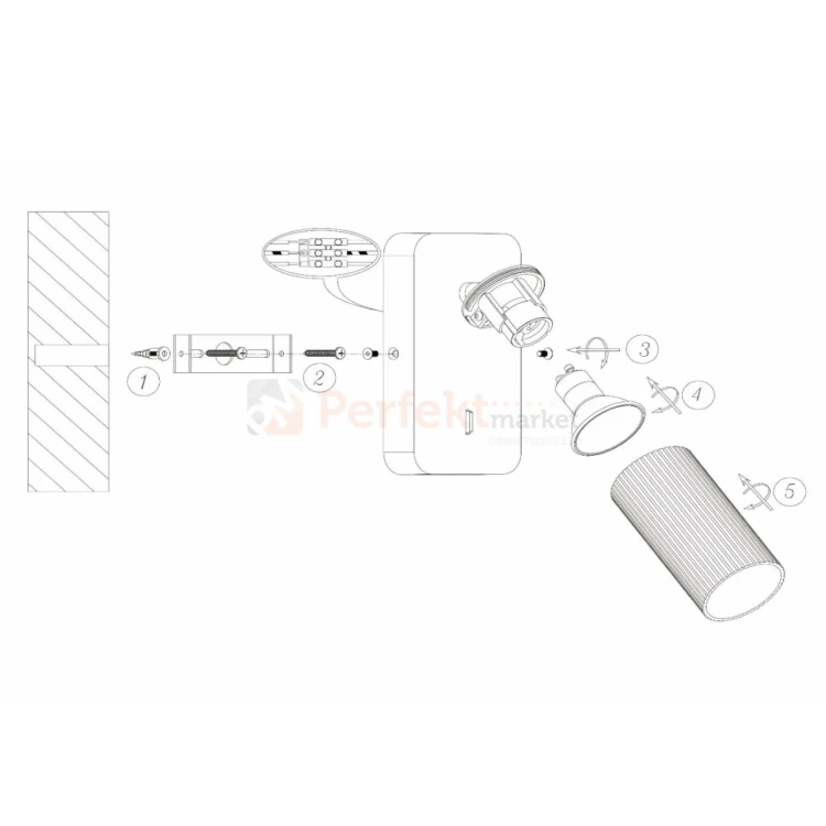 kinkiet ścienny ryflowany biały regulowany 1xGU10 CLUBS LUCIDE 09239 11 31 instrukcja perfektmarket.webp