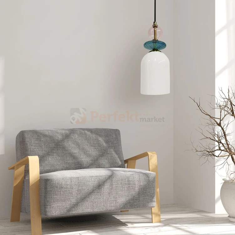 Lampa wisząca Tropea 1xE27 biała, kolorowe klosze średnia LP-2004 1P M WH perfektmarket 1.webp