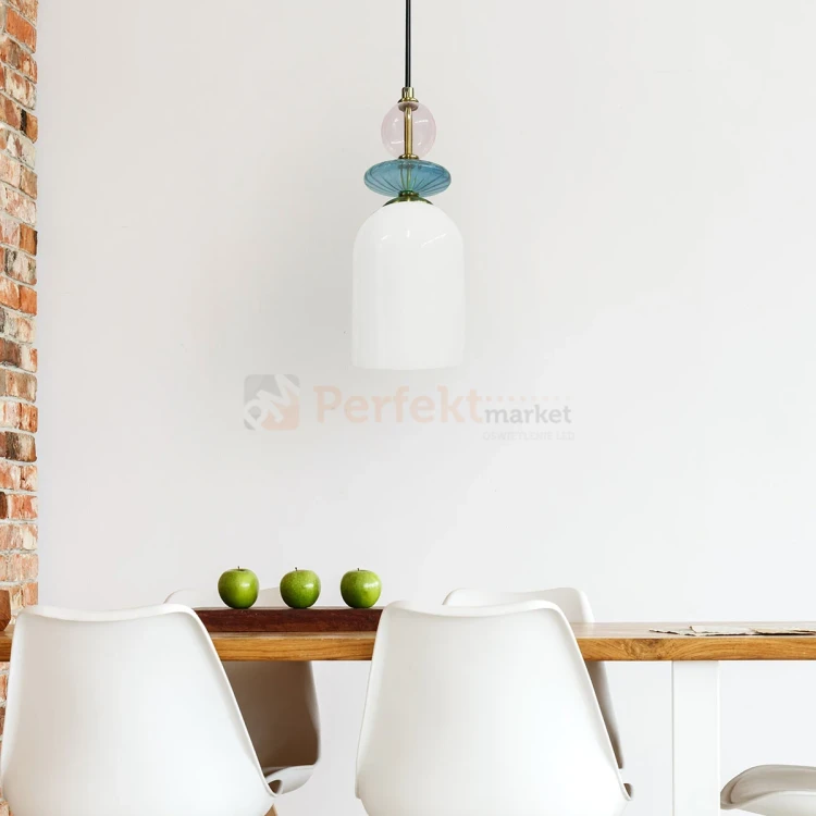 Lampa wisząca Tropea 1xE27 biała, kolorowe klosze średnia LP-2004 1P M WH perfektmarket 2.webp