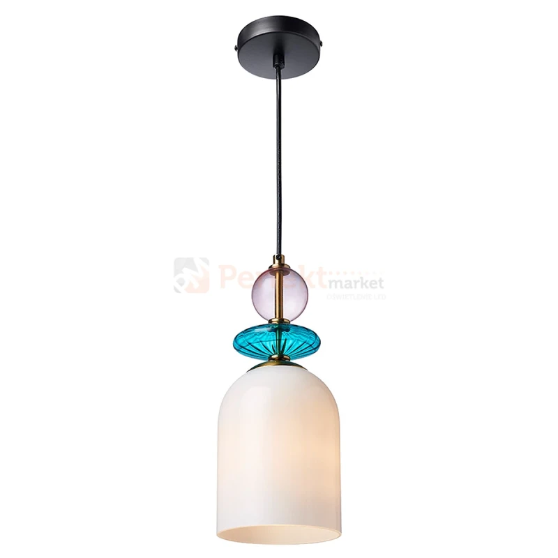 Lampa wisząca Tropea 1xE27 biała, kolorowe klosze średnia LP-2004/1P M WH
