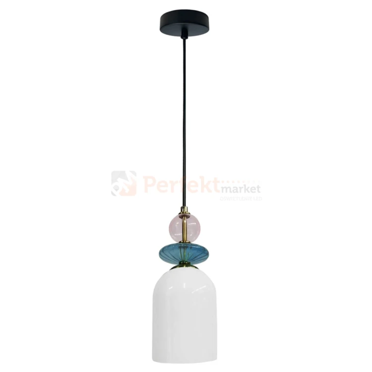 Lampa wisząca Tropea 1xE27 biała, kolorowe klosze średnia LP-2004 1P M WH perfektmarket 4.webp
