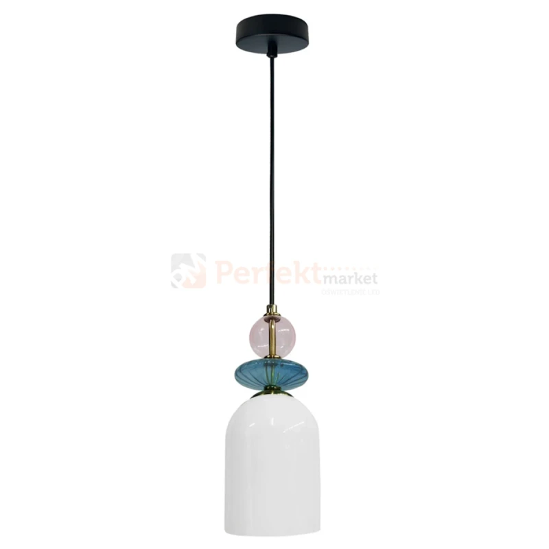Lampa wisząca Tropea 1xE27 biała, kolorowe klosze średnia LP-2004/1P M WH