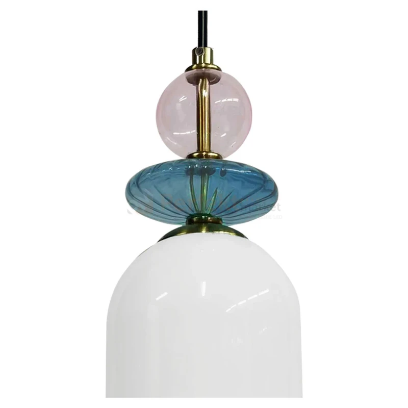 Lampa wisząca Tropea 1xE27 biała, kolorowe klosze średnia LP-2004/1P M WH