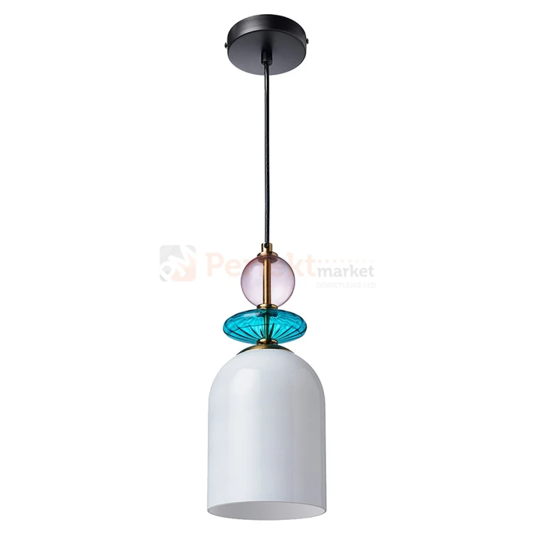 Lampa wisząca Tropea 1xE27 biała, kolorowe klosze średnia LP-2004 1P M WH perfektmarket.webp