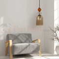 Lampa wisząca Tropea 1xE27 bursztynowa, kolorowe klosze średnia LP-2004 1P M AM perfektmarket 2.webp