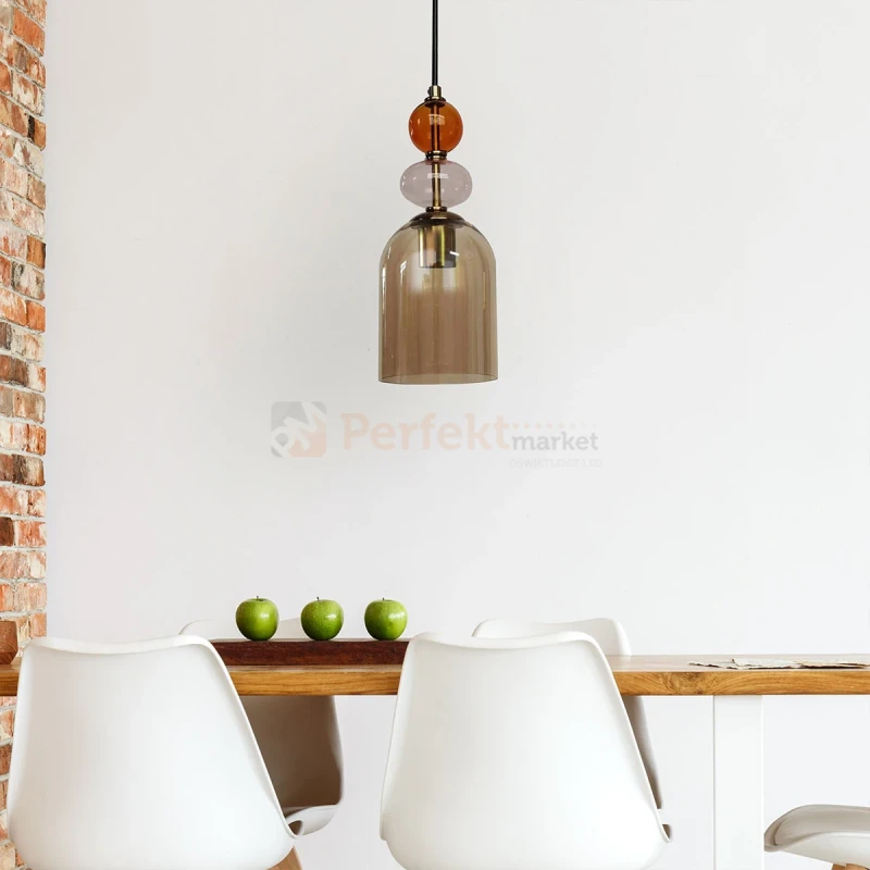 Lampa wisząca Tropea 1xE27 bursztynowa, kolorowe klosze średnia LP-2004/1P M AM