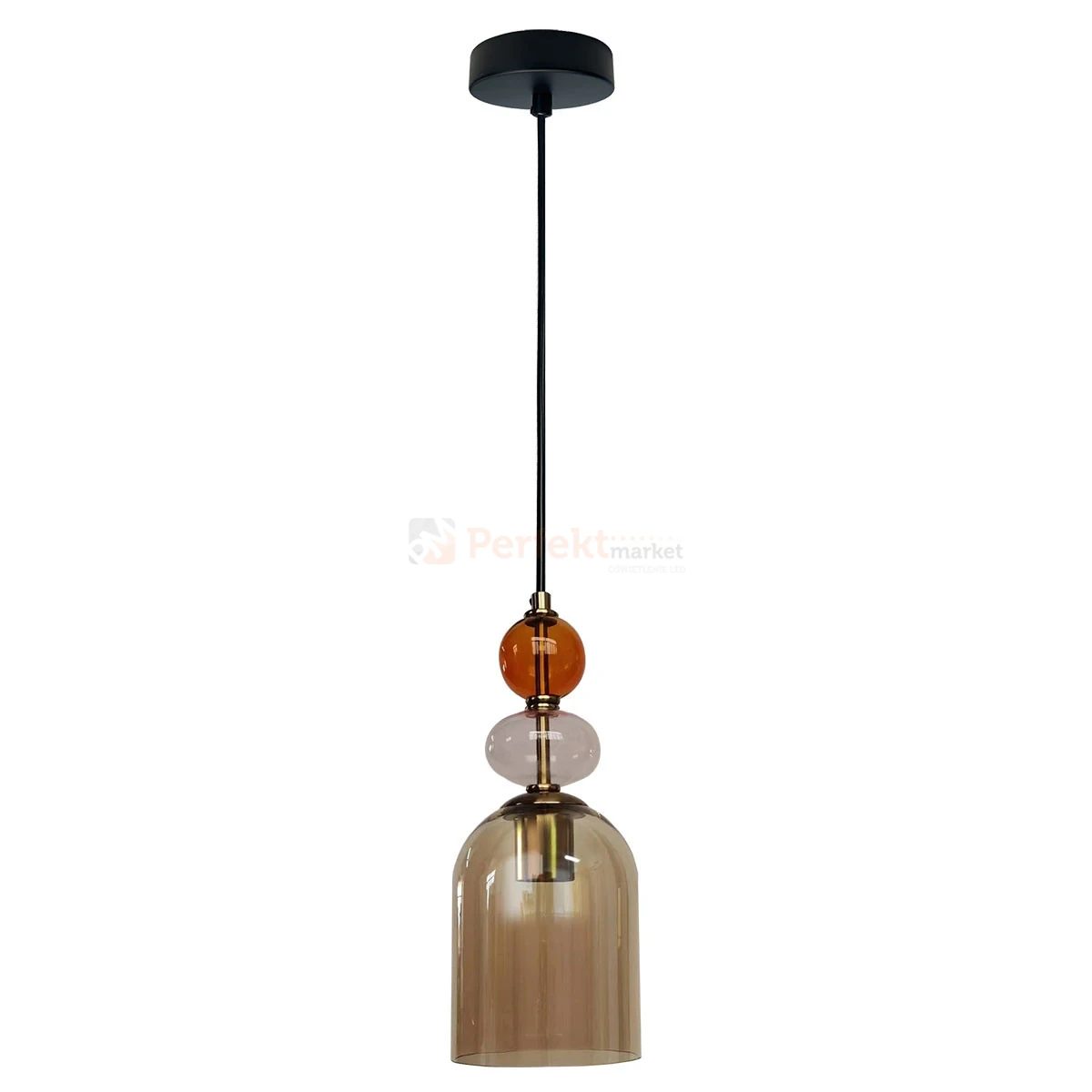 Lampa wisząca Tropea 1xE27 bursztynowa, kolorowe klosze średnia LP-2004 1P M AM perfektmarket 4.webp