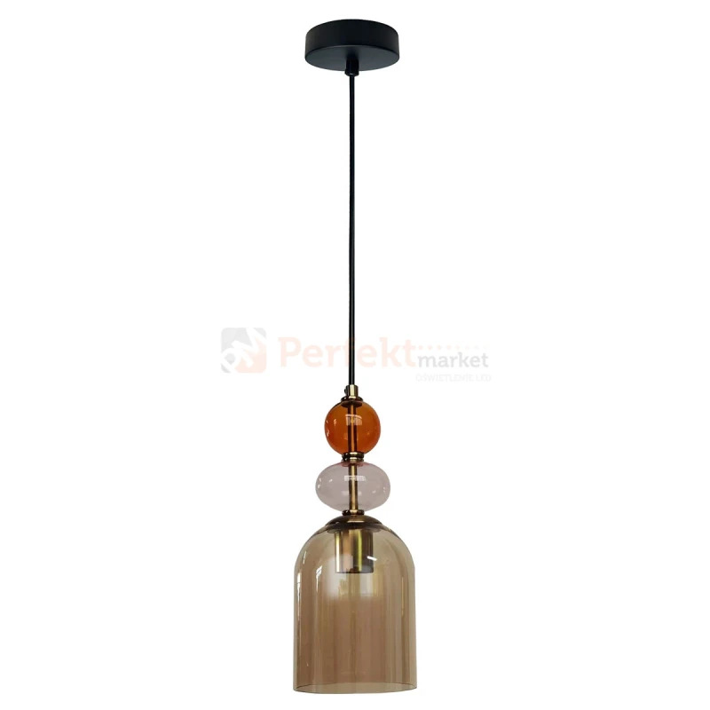 Lampa wisząca Tropea 1xE27 bursztynowa, kolorowe klosze średnia LP-2004/1P M AM