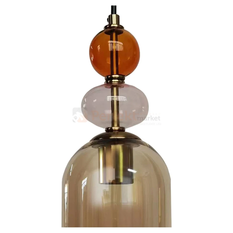 Lampa wisząca Tropea 1xE27 bursztynowa, kolorowe klosze średnia LP-2004/1P M AM