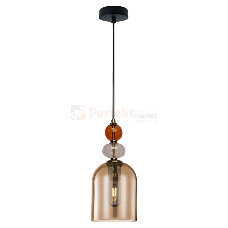 Lampa wisząca Tropea 1xE27 bursztynowa, kolorowe klosze średnia LP-2004/1P M AM