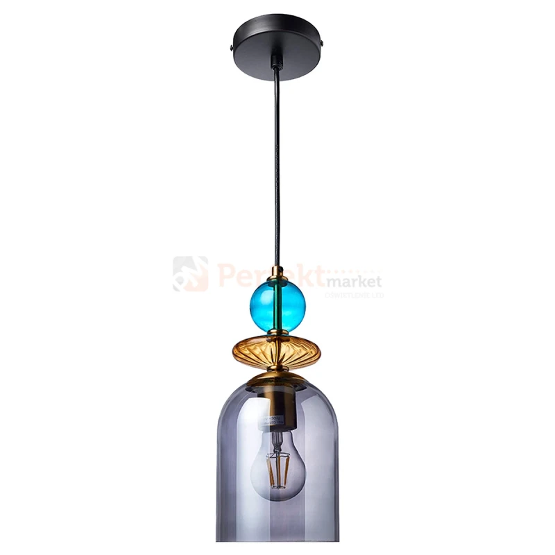Lampa wisząca Tropea 1xE27 dymna, kolorowe klosze średnia LP-2004/1P M SM
