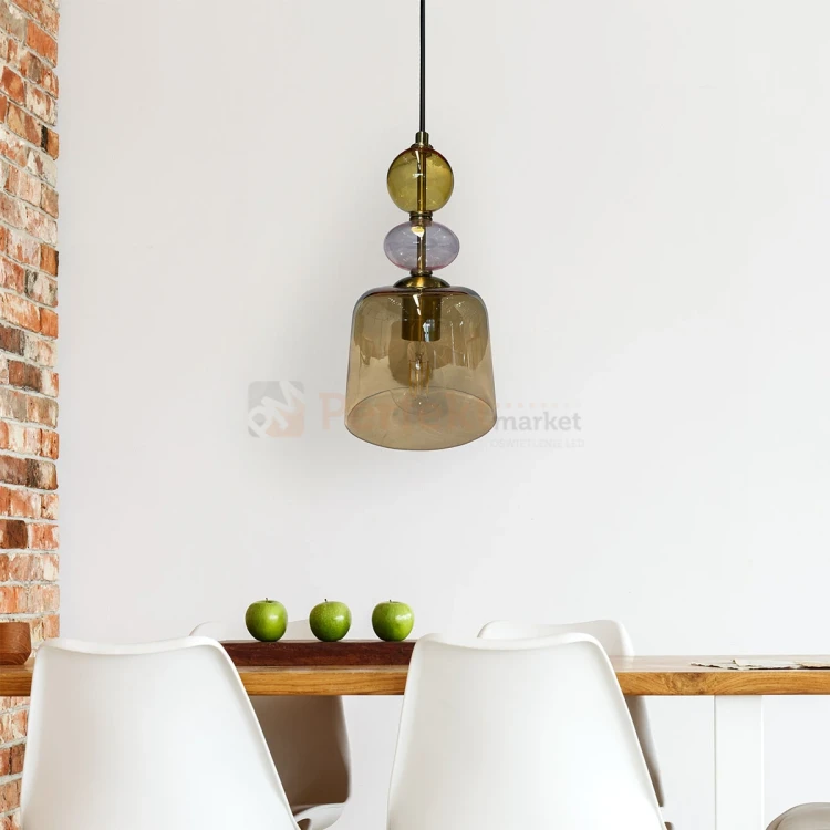 Lampa wisząca Tropea 1xE27 bursztynowa, kolorowe klosze mała LP-2004 1P S AM 3 perfektmarket.webp