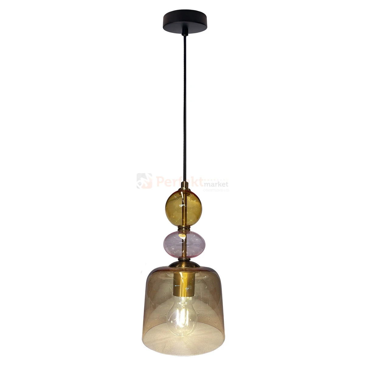 Lampa wisząca Tropea 1xE27 bursztynowa, kolorowe klosze mała LP-2004 1P S AM 5 perfektmarket.webp