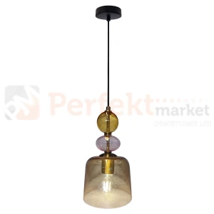 Lampa wisząca Tropea 1xE27 bursztynowa, kolorowe klosze mała LP-2004/1P S AM