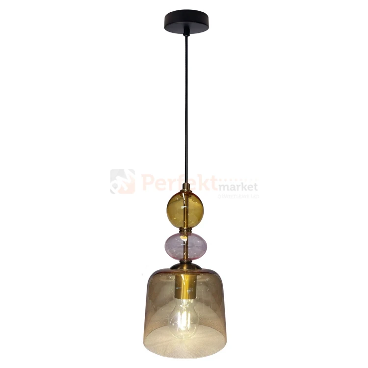 Lampa wisząca Tropea 1xE27 bursztynowa, kolorowe klosze mała LP-2004 1P S AM 5 perfektmarket.webp