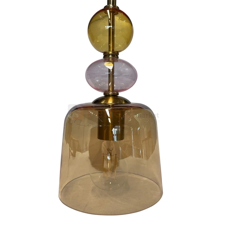 Lampa wisząca Tropea 1xE27 bursztynowa, kolorowe klosze mała LP-2004 1P S AM 6 perfektmarket.webp