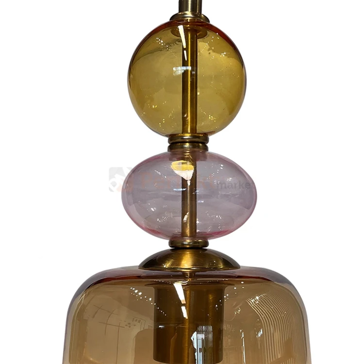 Lampa wisząca Tropea 1xE27 bursztynowa, kolorowe klosze mała LP-2004 1P S AM detale 2 perfektmarket.webp