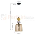 Lampa wisząca Tropea 1xE27 bursztynowa, kolorowe klosze mała LP-2004 1P S AM wymiary perfektmarket.webp