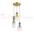 Lampa wisząca kolorowa szklane klosze vintage Manso Italux PND-37462-3A-MC-GD perfektmarket.webp