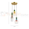 Lampa wisząca kolorowa szklane klosze vintage Manso Italux PND-37462-3A-MC-GD size perfektmarket.webp