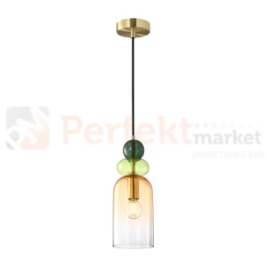 Lampa wisząca kolorowa szklany klosz vintage Manso PND-37462C-MC-GD