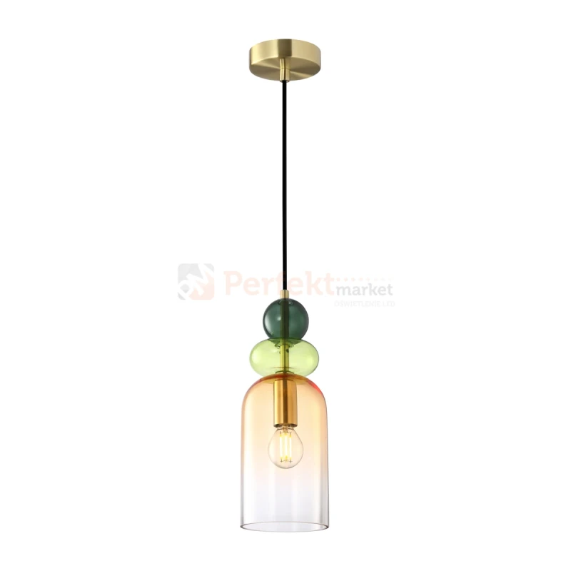 Lampa wisząca kolorowa szklany klosze vintage Manso PND-37462C-MC-GD wymiary perfektmarket.webp