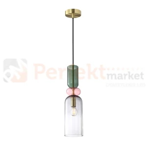 Lampa wisząca kolorowa szklan klosze vintage Manso PND-37462D-MC-GD