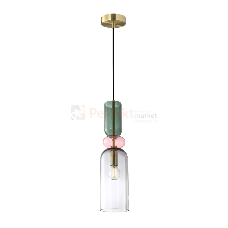 Lampa wisząca kolorowa szklan klosze vintage Manso PND-37462D-MC-GD