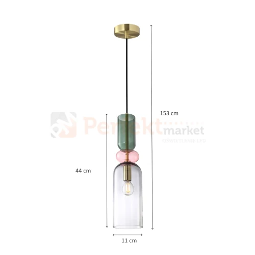 Lampa wisząca kolorowa szklany klosze vintage Manso PND-37462D-MC-GD wymiary perfektmarket.webp