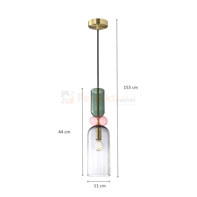 Lampa wisząca kolorowa szklan klosze vintage Manso PND-37462D-MC-GD
