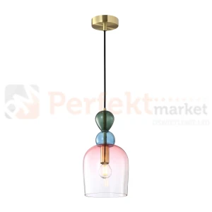 Lampa wisząca kolorowa szklany klosz vintage Manso PND-37462B-MC-GD