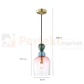 Lampa wisząca kolorowa szklany klosz vintage Manso PND-37462B-MC-GD wymiary perfektmarket.webp