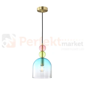 Lampa wisząca kolorowa szklany klosz vintage Manso PND-37462A-MC-GD