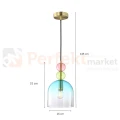 Lampa wisząca kolorowa szklany klosz vintage Manso PND-37462A-MC-GD wymiary perfektmarket.webp