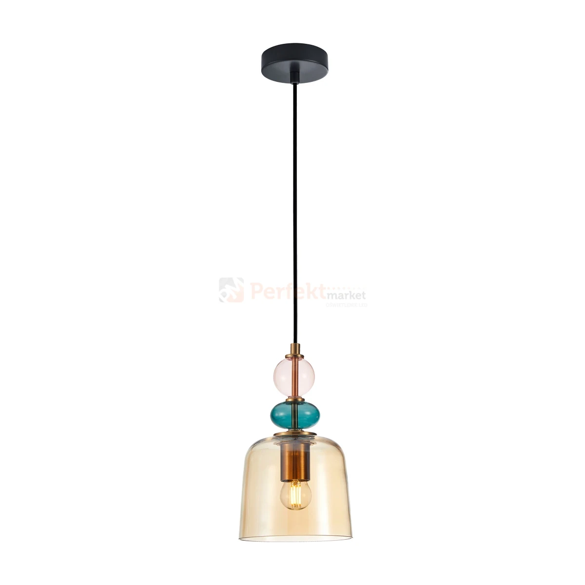 Lampa wisząca kolorowa szklany klosz vintage Namos PND-27092A-MC-BRO perfektmarket.webp