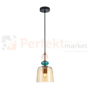 Lampa wisząca kolorowa szklany klosz vintage Namos PND-27092A-MC-BRO