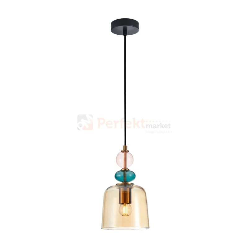 Lampa wisząca kolorowa szklany klosz vintage Namos PND-27092A-MC-BRO perfektmarket.webp