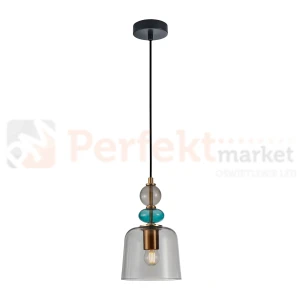 Lampa wisząca kolorowa szklany klosz vintage Namos PND-27092B-MC-BRO