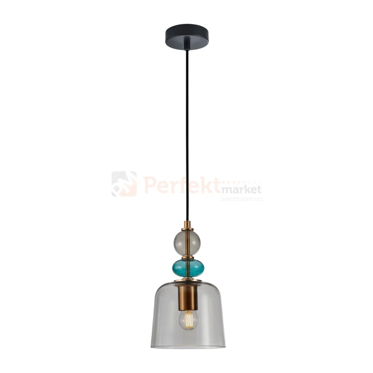 Lampa wisząca kolorowa szklany klosz vintage Namos PND-27092B-MC-BRO perfektmarket.webp
